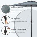ABBA PATIO 9FT LYON OUTDOOR PATIO UMBRELLA WITH TILT AND CRANK 9-38-8 - GRAY - Like New