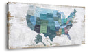 Zeydrt US Map Wall Decor Canvas Wall Art Brown Wood Background 20x40 Inches - Like New
