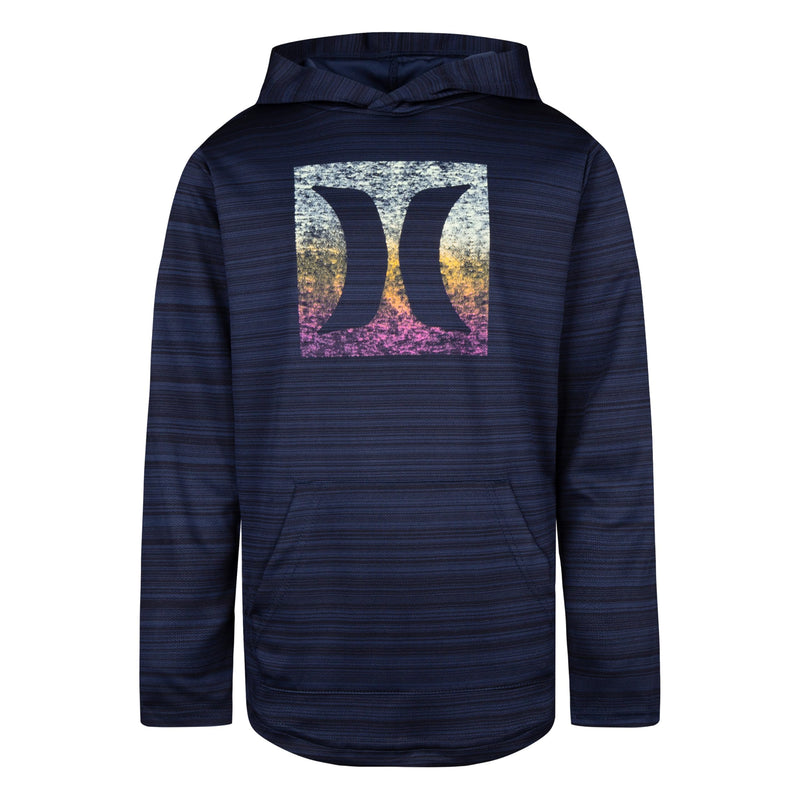HURLEY BOYS' LONG SLEEVE HOODED T-SHIRT SIZE: YOUTH M - OBSIDIAN HEATHER - Brand New