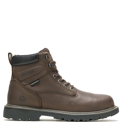 W10643 WOLVERINE MEN’S FLOORHAND WATERPROOF 6” WORK BOOT, SIZE 10, DARK BROWN - Like New