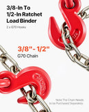 VEVOR 9215LBS 3/8" – 1/2" Ratchet Binders 2-Pack Red - Brand New