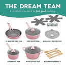 Dash Dream Green Cookware Set CleanCoating Nonstick Coating 15Pcs - Pink - Like New