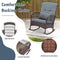 COSTWAY - 3 PCS PATIO ROCKING CHAIRS WITH DOUBLE-LAYER COFFEE TABLE - GRAY - Brand New