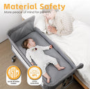 UIUWOO BEDSIDE CRIB, 3 IN 1 BASSINET BABY CRADLE ADJUSTABLE HEIGHT - GRAY - Like New