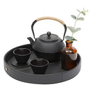 Faux Leather Round Serving Tray for Coffee Table and Ottoman B096JR6PHY -Black - Brand New