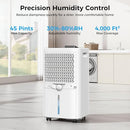TRA ZICO 4,000 Square feet Dehumidifier for Basement, 45 Pint with Hose, White - Like New