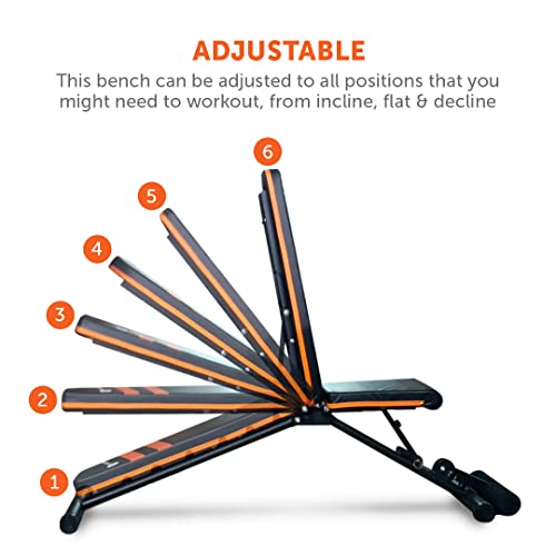 GYMENIST EXERCISE BENCH ADJUSTABLE FOLDABLE COMPACT WEIGHT FOLD-110B -ORANGE - Like New