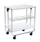 HONEY-CAN-DO MODERN FOLDABLE KITCHEN CART WHEELS METAL BASKET CRT-09606 -WHITE - Like New