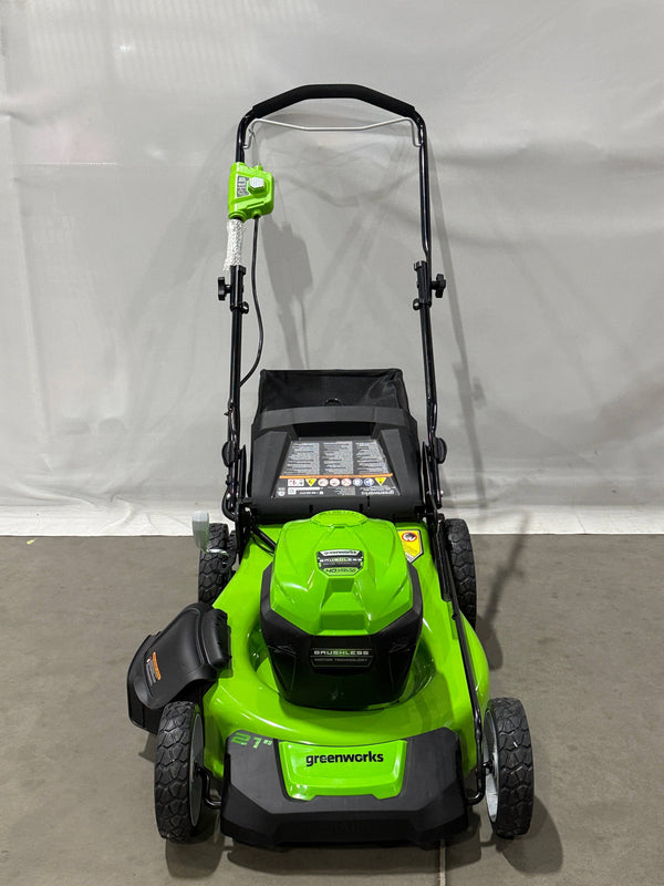GREENWORKS 40V 21" CORDLESS BRUSHLESS PUSH MOWER, TOOL ONLY, LMF413 - GREEN - Like New
