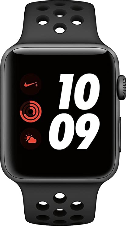 For Parts: Apple Watch Nike 3 GPS Cellular 42mm Gray Alu-Anth/Black Sport  CRACKED SCREEN