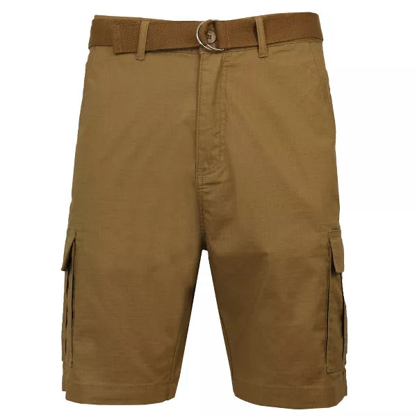 GALAXY BY HARVIC MEN'S RIPSTOP CARGO SHORTS WITH BELT - SIZE: MEN 34 - TEA BROWN - Brand New