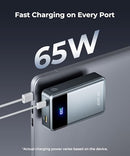JOYFAR PORTABLE CHARGER POWER BANK 30000MAH 65W LAPTOP TRAVEL ESSENTIALS - GREY - Like New