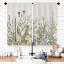 OPEODDIE GREEN BOTANICAL KITCHEN CURTAINS VINTAGE FLORAL CURTAINS 2PCSET - WHITE - Like New