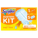 SWIFFER DUSTERS STARTER KIT, KIT INCLUDES 1 HANDLE AND 5 DUSTERS - LIGHT BLUE - Brand New