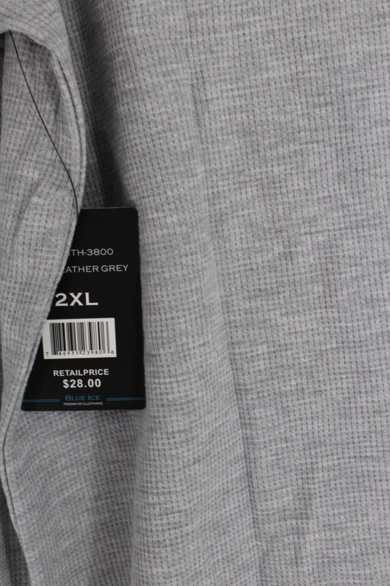 BLUE ICE WAFFLE KNIT LONG SLEEVE SHIRT - SIZE: MEN L - HEATHER GRAY - Brand New