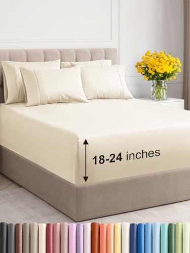 Extra Deep King Sheet Set - 6 Piece Breathable & Cooling Sheets - Like New