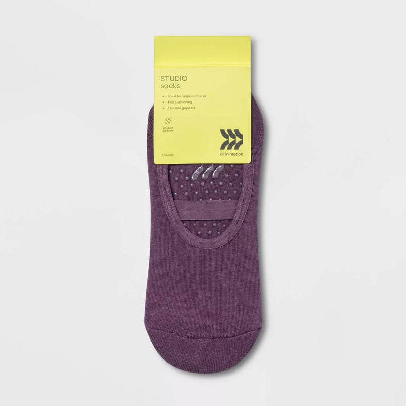 ALL IN MOTION SOLID BARRE LINER SOCKS 2PK - BROWN/PURPLE - Like New