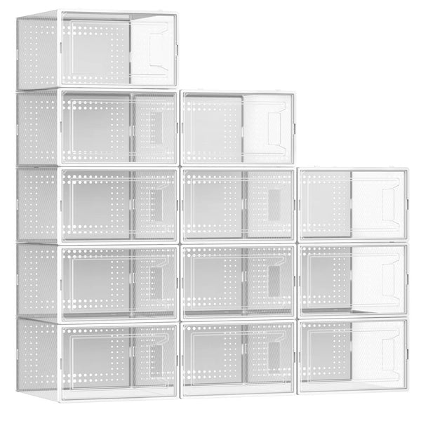 12 Pack XX Large Shoe Organizer Storage Boxes for Closet, Modular Space Saving - Like New