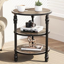 IDEALHOUSE Round End Table, Small Side Table with 3 Shelves for Living Room - Brand New