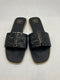 TORY BURCH WOMEN'S INES SLIDE LEATHER CUSHIONED SANDALS SIZE 9.5 BLACK/GOLD - Like New
