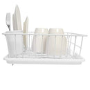 SWEET HOME COLLECTION METAL, PLASIC 3 PIECE DISH DRAINER RACK SET - WHITE - Like New
