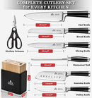 Knife Block Set, ENOKING 8 Pieces Kitchen Knife Set - B08FWYMQLJ - Black - Brand New