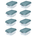 Hefty 18 Quart Hi-Rise Storage Bin Stackable Plastic Container 8-Pack Smoke Blue - Like New