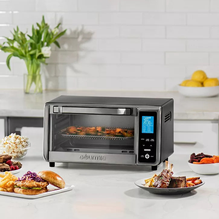 GOURMIA DIGITAL 4-SLICE TOASTER OVEN AIR FRYER - STAINLESS STEEL GRAY - Like New