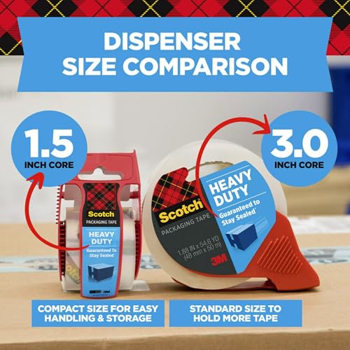 SCOTCH Heavy-Duty Shipping Tape With Dispenser, 1 7/8in x 22.2 Yd, 142 - Clear - Like New