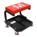 MAXWORKS MECHANICS ROLLER SEAT PADDED ROLLING WORKSHOP STOOL - RED/BLACK - Like New