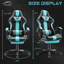 Ferghana Ergonomic Gaming Chair Adjustable Recliner PU Leather - Lake Blue - Like New