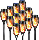 Toodour Solar Torch Flame Lights, Flickering Flame, 12 Pack, Warm White, Black - Like New