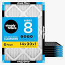 Simply 14x30x1 Merv 8, 6 Pack, For Home AC Furnace & HVAC - Brand New
