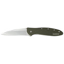 KERSHAW POCKET KNIFE, 3 INCH FOLDING BLADE, MADE IN THE USA - LEEK-OLIVE - Like New