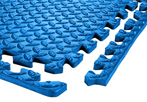 SIVAN HEALTH AND FITNESS PUZZLE EXERCISE MAT EVA INTERLOCKING TILES - BLUE - Like New
