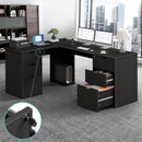 WINAZ BLACK L SHAPED OFFICE DESK WITH LOCKABLE DRAWERS 66 INCH WOOD - BLACK - Like New