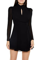 00500899 Forever 21 Women's Chiffon Keyhole Tie-Waist Mini Dress Black XS - Brand New