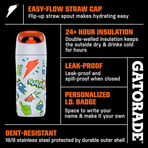 GATORADE KIDS' ROOKIE METAL WATER BOTTLE - YELLOW - Like New