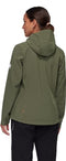 MAMMUT WOMEN'S SOFT SHELL HOODED JACKET LIGHTWEIGHT STRETCHABLE DARK MARSH - Like New