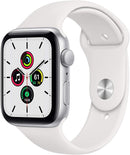Apple Watch SE GPS 44mm Silver Aluminum Case  White Sport Band MYDQ2LL/A - Like New