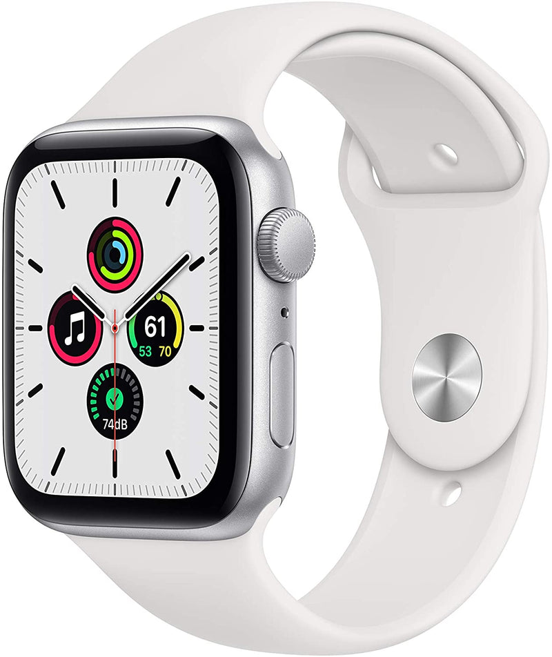 Apple Watch SE GPS 44mm Silver Aluminum Case  White Sport Band MYDQ2LL/A - Like New