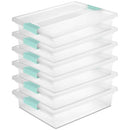Sterilite Clip Box, Stackable Clear Plastic Bins- Large, 6-Pack - Brand New