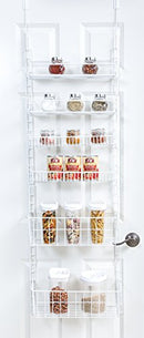 SMART DESIGN OVER THE DOOR ADJUSTABLE PANTRY ORGANIZER RACK METAL - WHITE - Like New