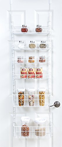 SMART DESIGN OVER THE DOOR ADJUSTABLE PANTRY ORGANIZER RACK METAL - WHITE - Like New