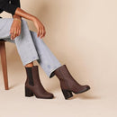 AMAZON ESSENTIALS WOMEN'S MID CALF HEELED CHELSEA BOOTS LUG SOLE - SIZE 6, SAND - Brand New