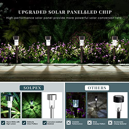 SOLPEX 12 Pack Solar Outdoor Lights Pathway, Stainless Steel Solar Lights - Like New