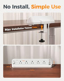 TESSAN DESK CLAMP POWER STRIP WITH 2100J SURGE PROTECTOR TS-PS06US00 - GRAY - Like New