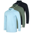 REAL ESSENTIALS 3 PACK LONG-SLEEVE POLO SHIRT - SIZE: MEN XL - BLUE/GREEN/BLACK - Like New
