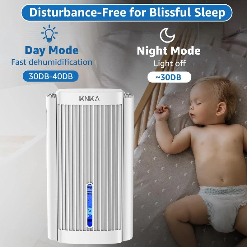 KNKA DEHUMIDIFIER,95 OZ WATER TANK 1000 SQ. FT QUIET DEHUMIDIFIER - WHITE - Like New