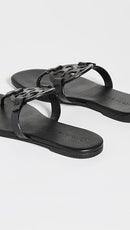 TORY BURCH WOMEN'S MILLER EMBELLISHED SANDALS - PERFECT BLACK - SIZE 9 - Like New
